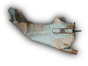 Fragmentos de fuselaje de un avión argentino