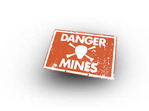 Cartel indicador de “campo minado”
